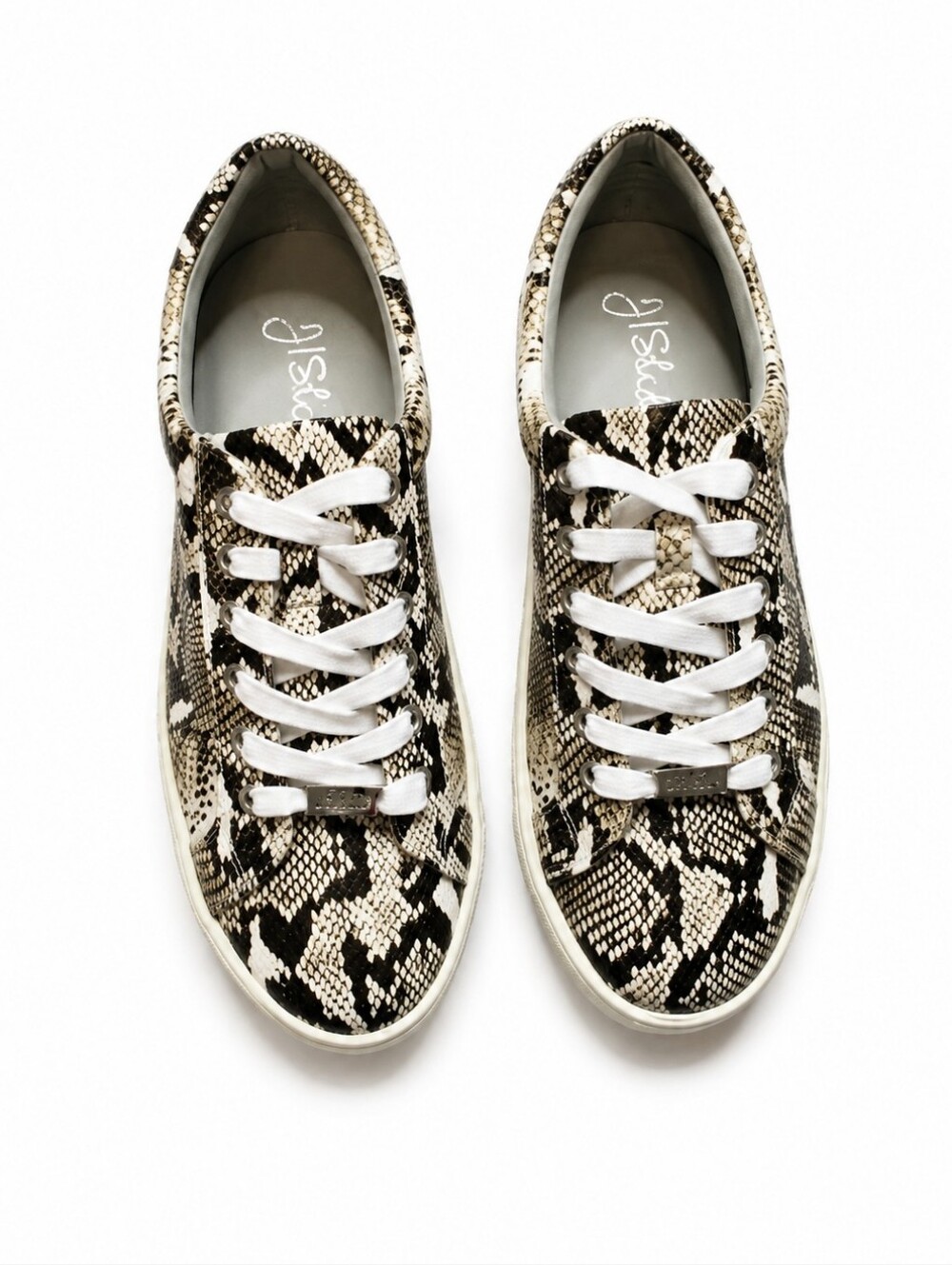 Jslides Hilton Platform Snakeskin Python Print Low Top Sneakers SZ 6.5